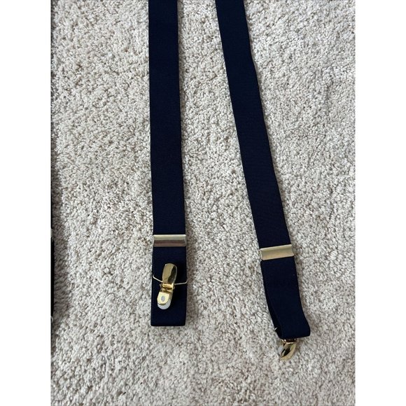 LOT of 3 pairs Mens Suspenders clip metal solid red blue Navy - Picture 8 of 11